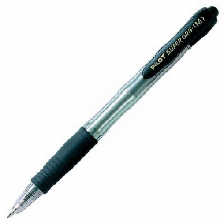 BOLIGRAFO PILOT SUPER GRIP NEGRO RETRACTIL SUJECION DE CAUCHO TINTA BASE DE ACEITE (NSGN) - BOLI.PILOT SUPERGRIP RETR.NG.