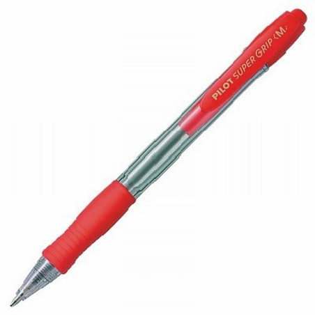 BOLIGRAFO PILOT SUPER GRIP ROJO RETRACTIL SUJECION DE CAUCHO TINTA BASE DE ACEITE (NSGR) - BOLI.PILOT SUPERGRIP RETR.RJ.