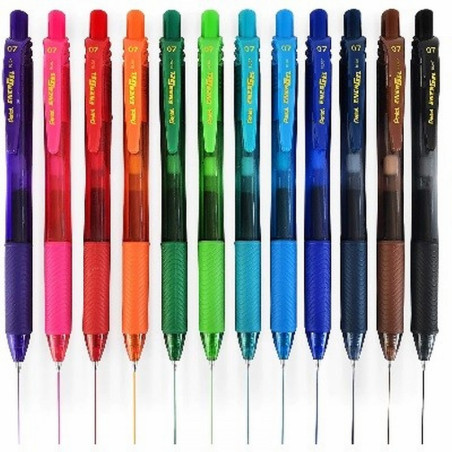 BOLIGRAFO ROLLER PENTEL ENERGEL 107 RETRACTIL 0,7 MM 12 COLORES CON ESTUCHE DE REGALO - BOLI.PENTEL ENERGEL ESTUCHE 12