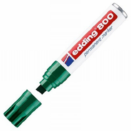 ROTULADOR EDDING MARCADOR PERMANENTE 800 VERDE PUNTA BISELADA 12 MM (800-04) DE EDDING - ROT.EDDING 800 VE