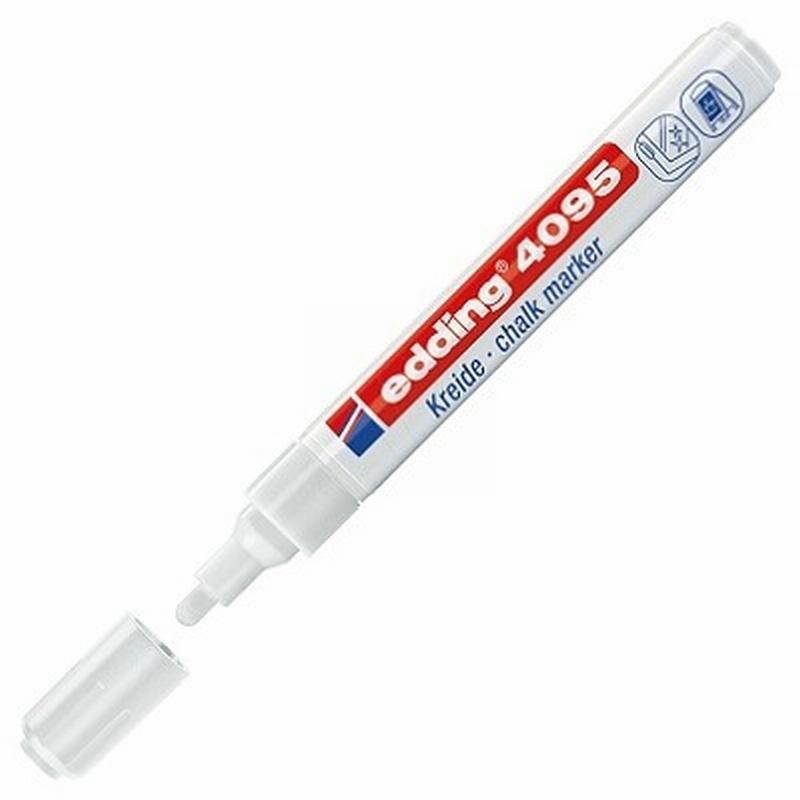 ROTULADOR EDDING 4095 PARA PIZARRAS/CRISTAL TIZA LIQUIDA PUNTA REDONDA 2-3 MM  BLANCO (4095-49) DE FABER CASTELL