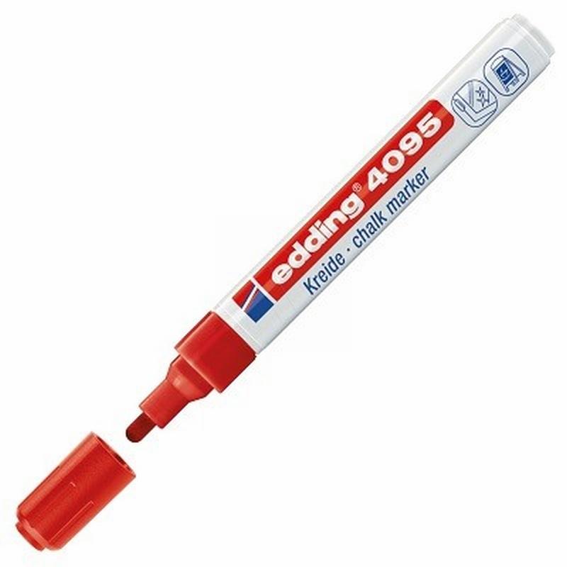 ROTULADOR EDDING 4095 PARA PIZARRAS / CRISTAL TIZA LIQUIDA PUNTA REDONDA 2-3 MM ROJO (4095-02) DE FABER CASTELL