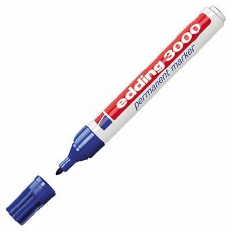 ROTULADOR EDDING MARCADOR PERMANENTE 3000 AZUL PUNTA REDONDA 1,5-3 MM RECARGABLE (3000-03) DE EDDING