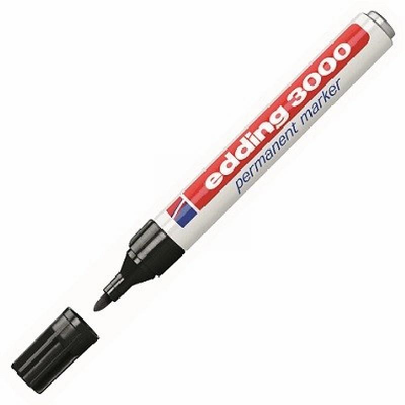 ROTULADOR EDDING MARCADOR PERMANENTE 3000 NEGRO PUNTA REDONDA 1,5-3 MM RECARGABLE (3000-01) DE EDDING