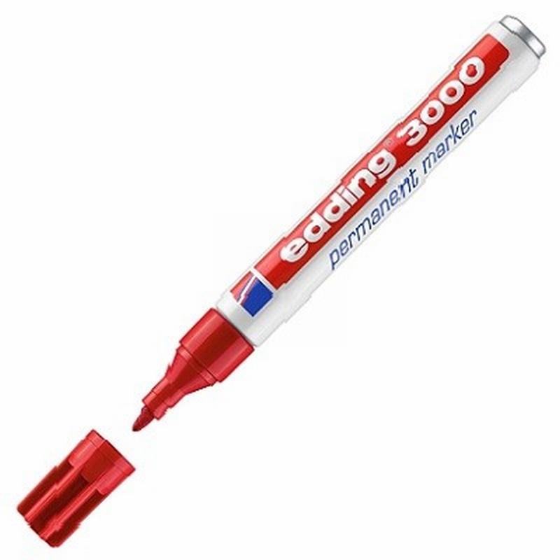 ROTULADOR EDDING MARCADOR PERMANENTE 3000 ROJO PUNTA REDONDA 1,5-3 MM RECARGABLE (3000-02) DE EDDING