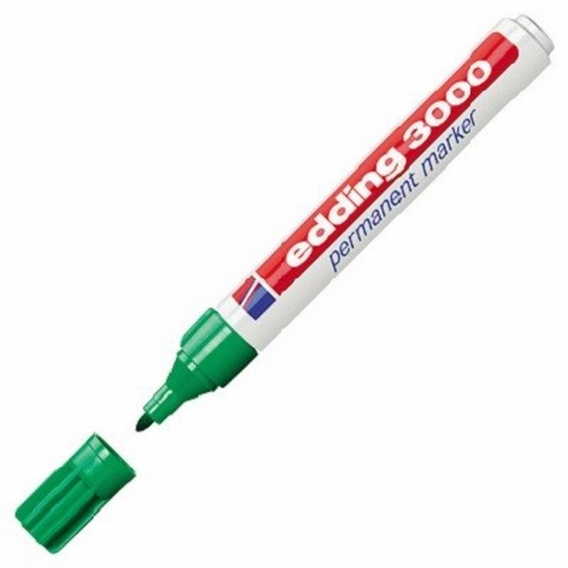 ROTULADOR EDDING MARCADOR PERMANENTE 3000 VERDE PUNTA REDONDA 1,5-3 MM RECARGABLE (3000-04) DE EDDING