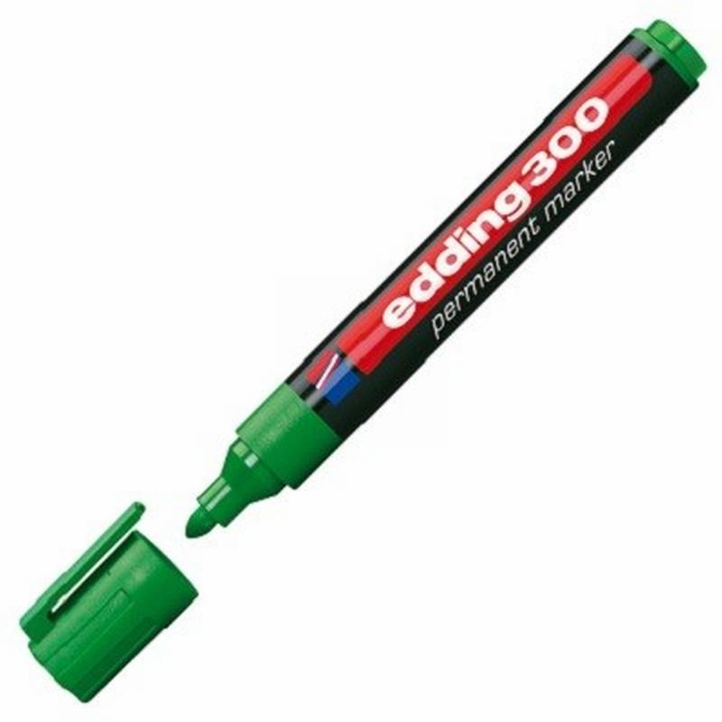 ROTULADOR EDDING MARCADOR PERMANENTE 300 PUNTA REDONDA 1,5-3 MM RECARGABLE VERDE (300-04) - ROT.EDDING 300 VE PERMANENTE*