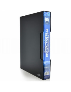 CARPETA OFFICE BOX DELUXE DIN A4 60 FUNDAS CON CAJETIN NEGRO (6068) - CARP.60 FUNDAS A4 C/CJ OFFICE BOX 6068