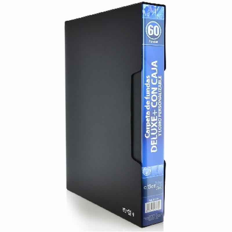 CARPETA OFFICE BOX DELUXE DIN A4 60 FUNDAS CON CAJETIN NEGRO (6068) - CARP.60 FUNDAS A4 C/CJ OFFICE BOX 6068