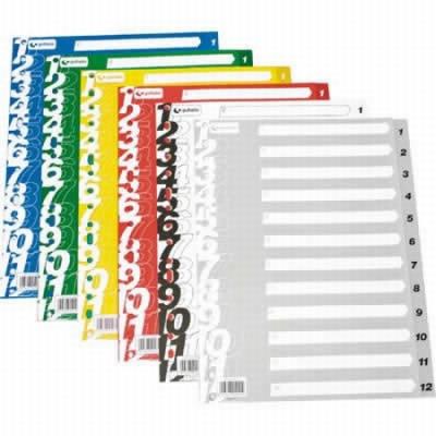 SEPARADORES GRAFOPLAS FOLIO NUMERICO 1-12 POLIPROPILENO...