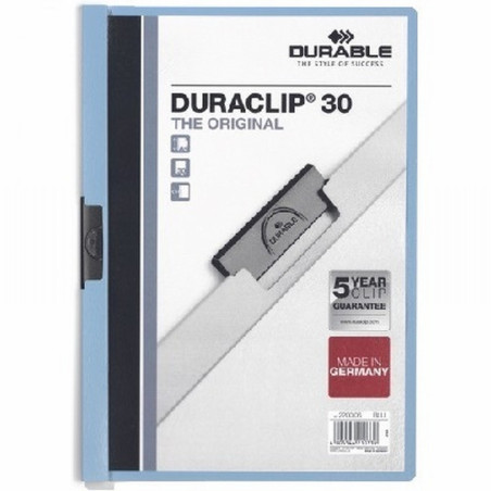 CARPETA DURACLIP DOSSIER PINZA LATERAL AZUL CLARO CAPACIDAD 30 HOJAS (2200-06) - CARP.PINZA DINA4 30H.AZ DURACLIP