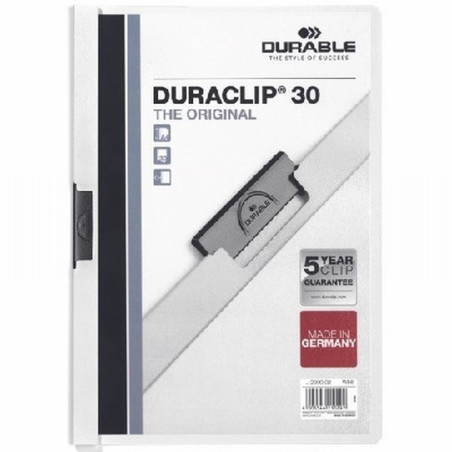 CARPETA DURACLIP DOSSIER PINZA LATERAL BLANCO CAPACIDAD 30 HOJAS (2200-02) - CARP.PINZA DINA4 30H.BL DURACLIP