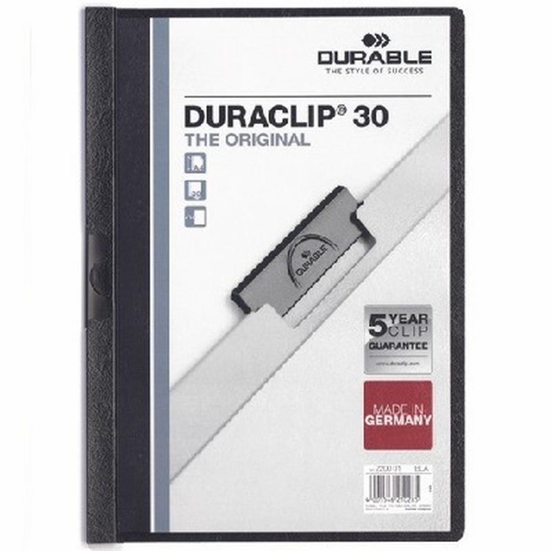 CARPETA DURACLIP DOSSIER PINZA LATERAL NEGRO CAPACIDAD 30 HOJAS (2200-01) DE DURABLE - CARP.PINZA DINA4 30H.NG DURACLIP