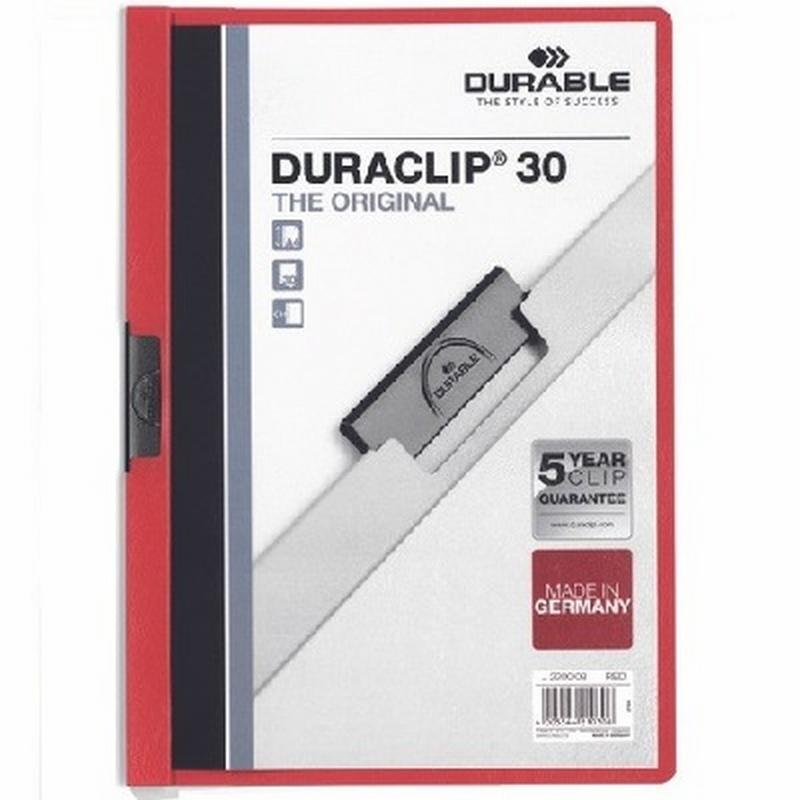 CARPETA DURACLIP DOSSIER PINZA LATERAL ROJO CAPACIDAD 30 HOJAS (2200-03)  DE DURABLE - CARP.PINZA DINA4 30H.RJ DURACLIP