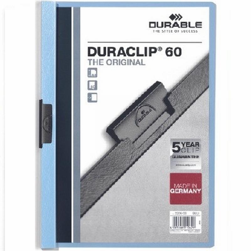 CARPETA DURACLIP DOSSIER PINZA LATERAL AZUL CLARO CAPACIDAD 60 HOJAS (2209-06)  DE DURABLE - CARP.PINZA BIG A4 60H.AZ 2209-06