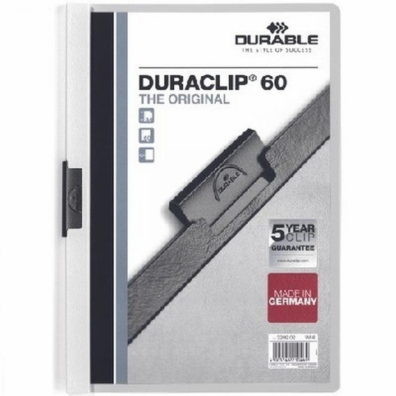 CARPETA DURACLIP DOSSIER PINZA LATERAL BLANCO CAPACIDAD 60 HOJAS (2209-02)  DE DURABLE - CARP.PINZA BIG A4 60H.BL 2209-02