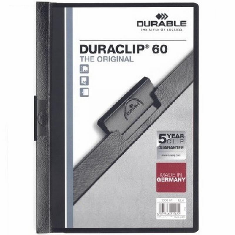 CARPETA DURACLIP DOSSIER PINZA LATERAL NEGRO CAPACIDAD 60 HOJAS (2209-01)  DE DURABLE - CARP.PINZA BIG A4 60H.NG 2209-01