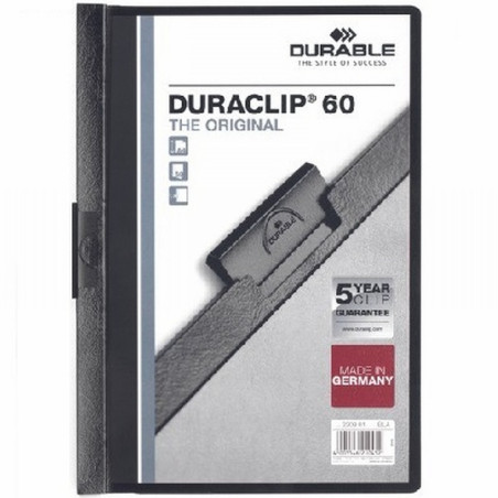 CARPETA DURACLIP DOSSIER PINZA LATERAL NEGRO CAPACIDAD 60 HOJAS (2209-01) - CARP.PINZA BIG A4 60H.NG 2209-01