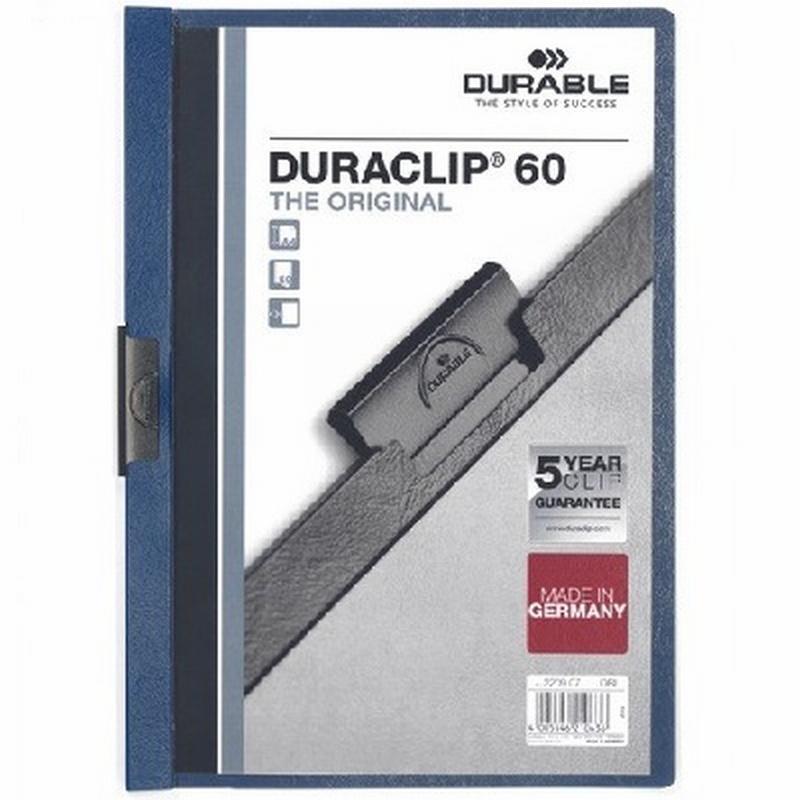 CARPETA DURACLIP DOSSIER PINZA LATERAL AZUL OSCURO CAPACIDAD 60 HOJAS (2209-06)  DE DURABLE - CARP.PINZA BIG A4 60H.AZ OSC 2209