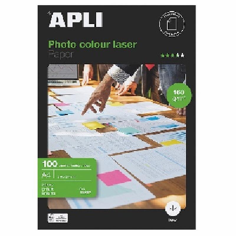 PAPEL FOTOGRAFICO APLI GLOSSY LASER DOBLE CARA DIN A4 PACK DE 100 HOJAS 160 GR (11817) - PAP.LASER COLOR APLI GLOS. DC160G.11817