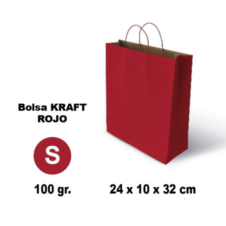 BOLSA KRAFT GRAFOPLAS ASA RETORCIDA 240X10X320 MM ROJA (60321751) - BOLSA C/ASA KRAFT-ROJO 24*10*32