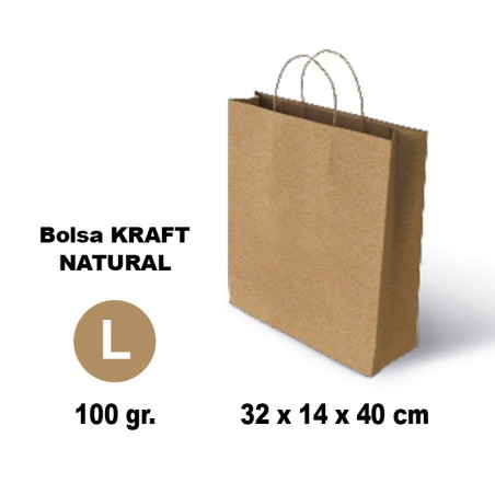 BOLSA KRAFT GRAFOPLAS ASA RETORCIDA 320X140X400 MM MARRON (60322149) - BOLSA C/ASA KRAFT-MARRON 32*14*40