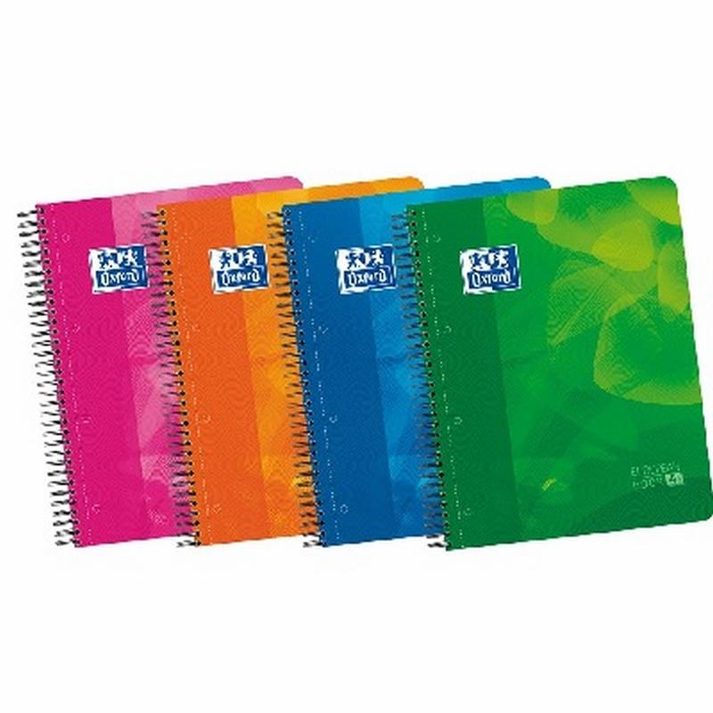 CUADERNO ESPIRAL OXFORD SCHOOL CLASSIC TAPA PLASTICO POLIPROPILENO FOLIO 80 HOJAS CUADRO 4 MM CON MARGEN (400091365)