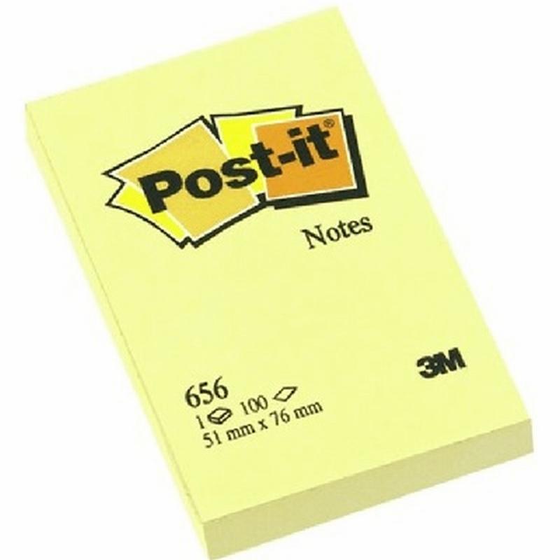 BLOC DE NOTAS ADHESIVAS POST-IT DE QUITA Y PON 76X51 MM. (656) DE POST-IT - POSTI 76*51 AM 3M656