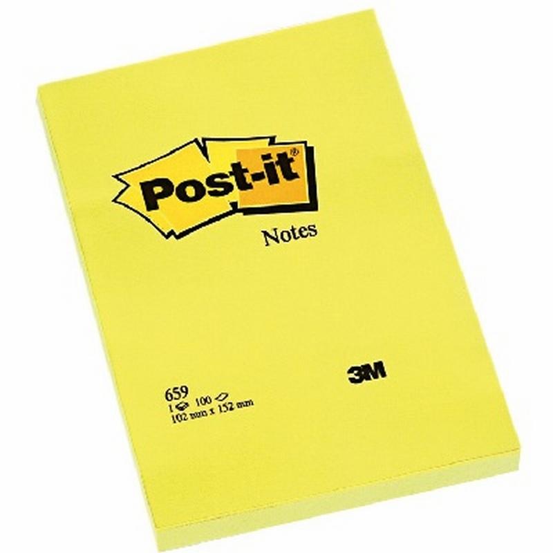 BLOC DE NOTAS ADHESIVAS POST-IT DE QUITA Y PON 102X152 MM. (659) DE POST-IT - POSTI 102*152AM 3M659