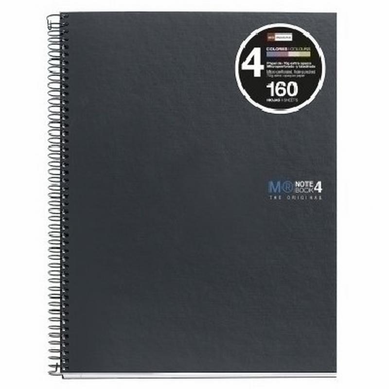 CUADERNO MIQUELRIUS NOTEBOOK 4 DIN A4 LISO CARTON 160 HOJAS (MR2108) - CUAD.NOTE-BOOK A4 4COL.LS.M.RIUS