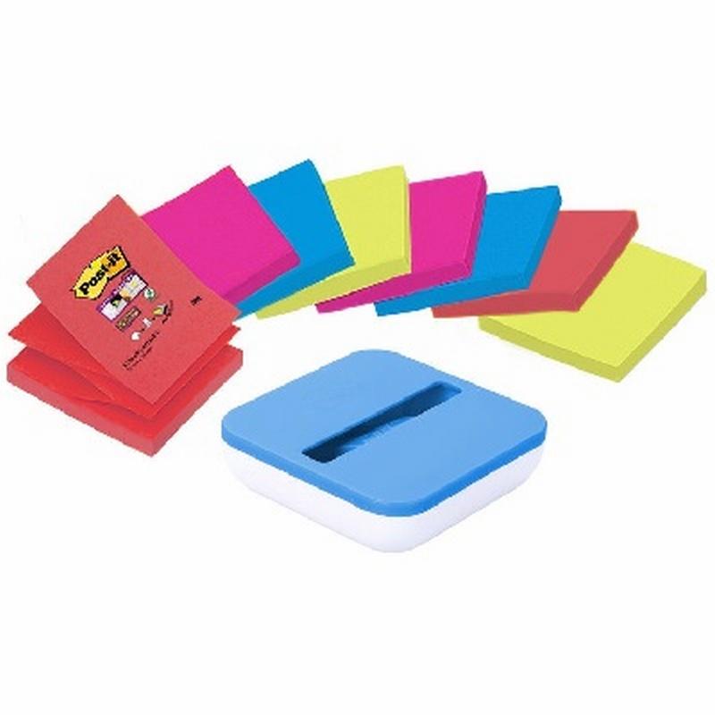 BLOC DE NOTAS ADHESIVAS POST-IT Z-NOTES DE QUITA Y PON POST-IT ULTRA INTENSO 76X76 MM 8 BLOCS + SOPORTE GRATIS (211337)