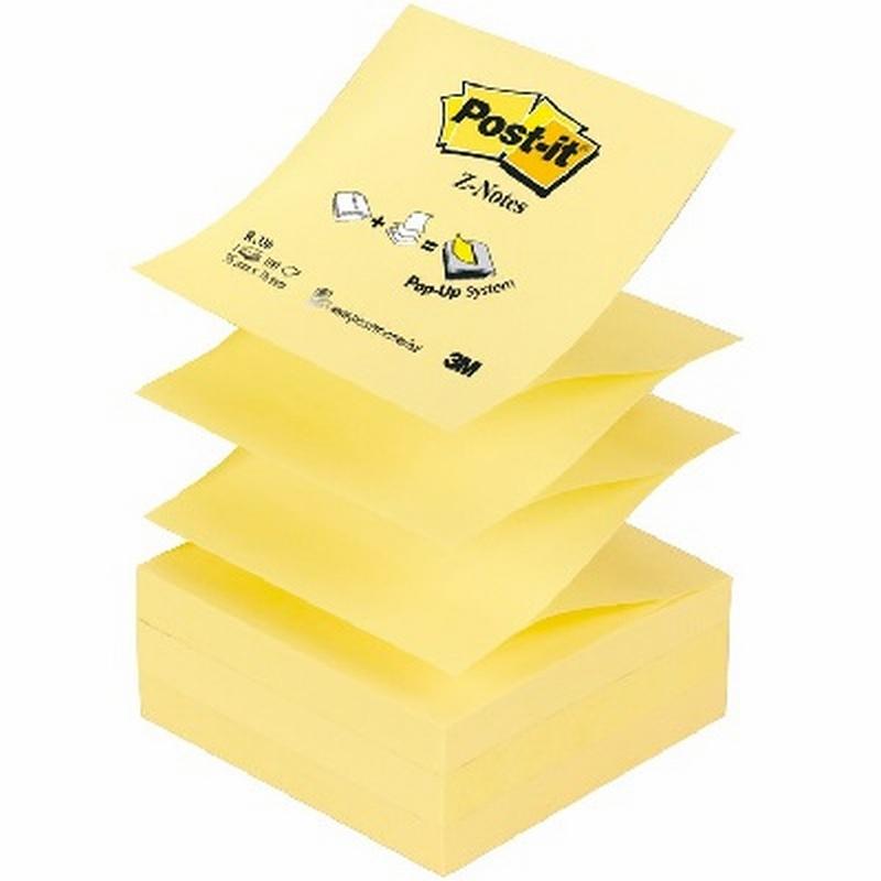 BLOC DE NOTAS ADHESIVAS POST-IT Z-NOTES DE QUITA Y PON POST-IT AMARILLO 76X76 MM (R-330) DE POST-IT - POSTI Z NOTES 76*76 AM 3M