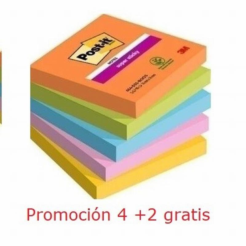 BLOC DE NOTAS ADHESIVAS POST-IT DE QUITA Y PON SUPER STICKY 76 x 76 MM CON 90 HOJAS (654-N) DE POST-IT