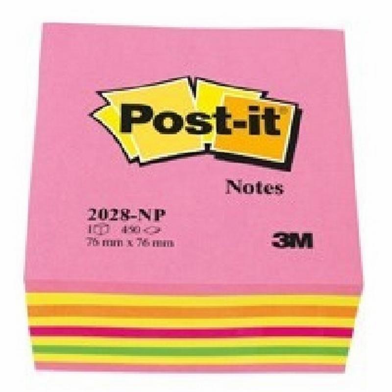 CUBO DE NOTAS ADHESIVAS POST-IT DE QUITA Y PON 76X76 MM COLOR SURTIDO 450 HOJAS 2028-NP (7100200378)