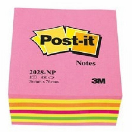 CUBO DE NOTAS ADHESIVAS POST-IT DE QUITA Y PON 76X76 MM COLOR SURTIDO 450 HOJAS 2028-NP (7100200378)