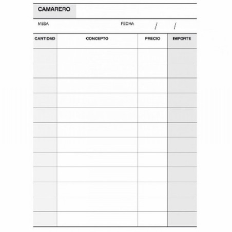 TALONARIO APLI CAMARERO TRIPLICADO NATURAL 50 JUEGOS 10,5X15 CM.(12689) - TALON CAMARERO 1/8 3H.TRIPLIC.A89 12689/50089T