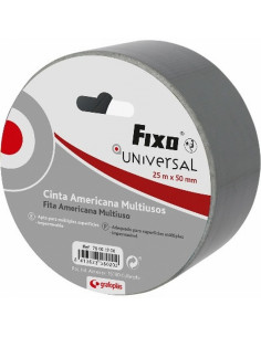 CINTA AMERICANA FIXO UNIVERSAL 25 M.X50 MM. PLATA (75601200) - CINTA AMERICANA 25M.x50MM.