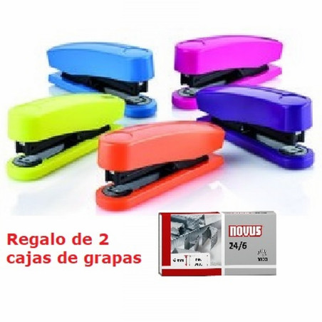 GRAPADORA NOVUS HARMONY B4 PLASTICO ABS 40 HOJAS USA GRAPAS 24/6  24/8 COLOR SURTIDO (INCL. CAJA 200 GRAPAS 24/6 DIN SUPER)