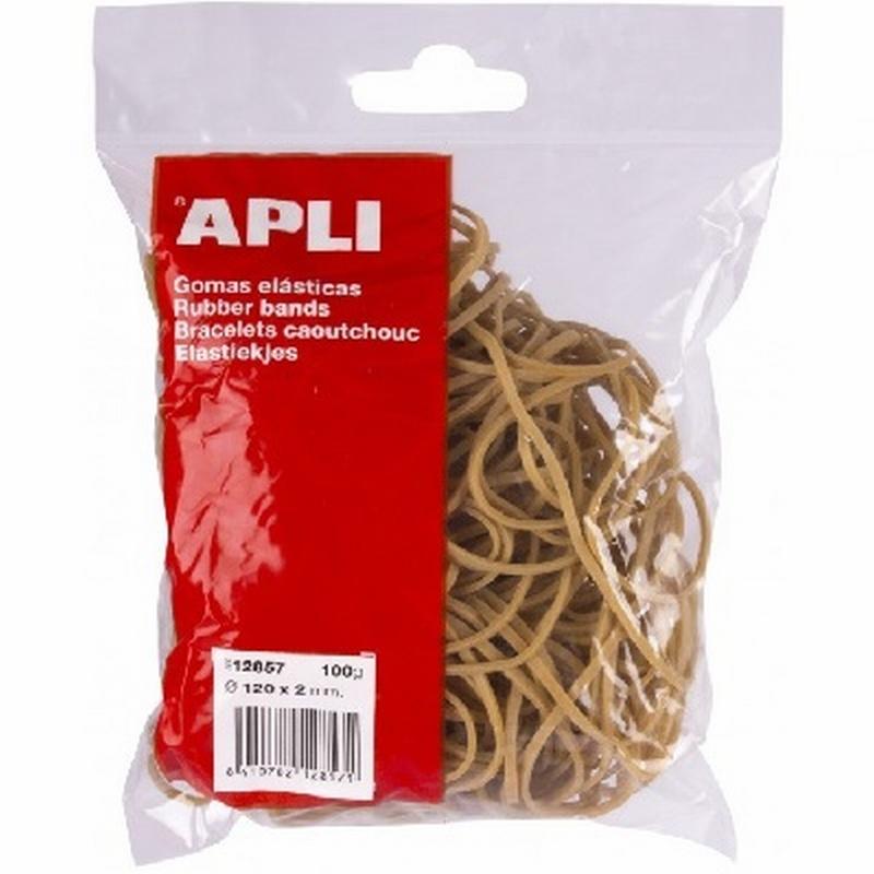 GOMAS ELASTICAS APLI 120 X 2 MM Nº12 BOLSA DE 100 GR (12857) DE APLI - GOMA ELA.2MM*120MM 100GRS.