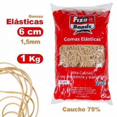 GOMAS ELASTICAS FIXO BOLSA 1 KG. 1,5MM.x 6 CM. (00047140)...