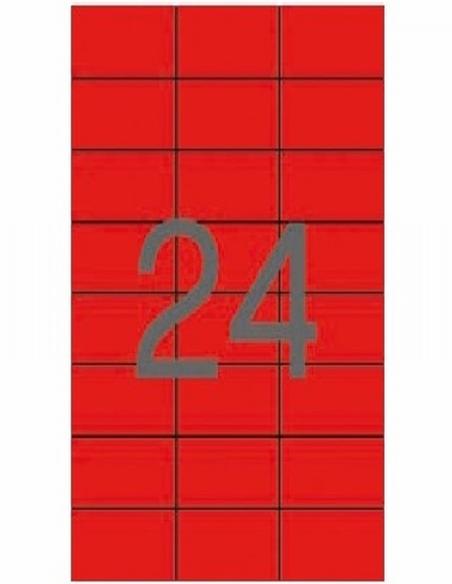 ETIQUETA ADHESIVA APLI LASER/COPY/INKJET 70X37 MM. ROJA 20 HOJAS DIN A4 480 ETIQUETAS (01593) - ETIQ.LASER 70*37 RJ CJ480 20H