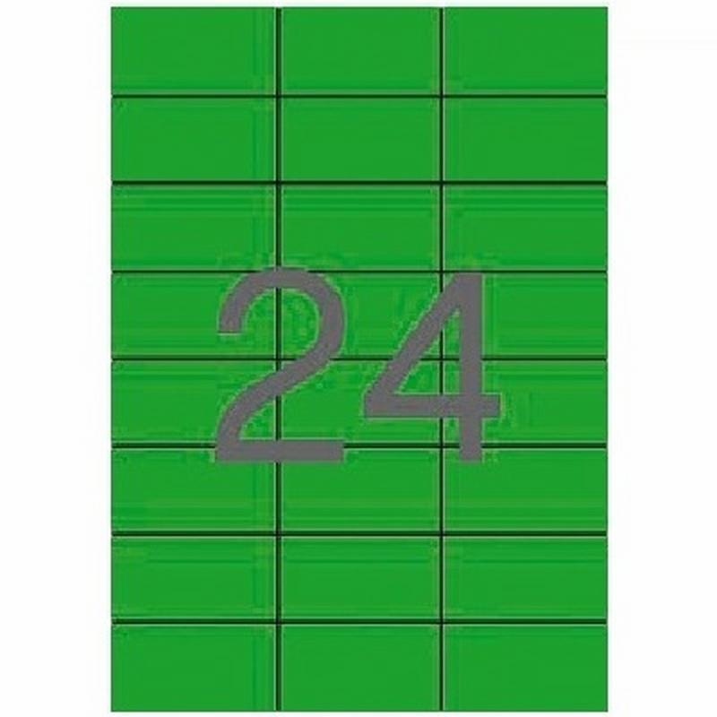 ETIQUETA ADHESIVA APLI 70X37 LASER/COPY VERDE DIN A4 20 HOJAS (01594) - ETIQ.LASER 70*37 VE CJ20H