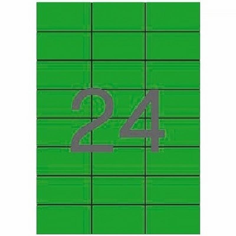ETIQUETA ADHESIVA APLI LASER/COPY/INKJET 70X37 MM. VERDE 20 HOJAS DIN A4 480 ETIQUETAS (01594) - ETIQ.LASER 70*37 VE CJ480 20H