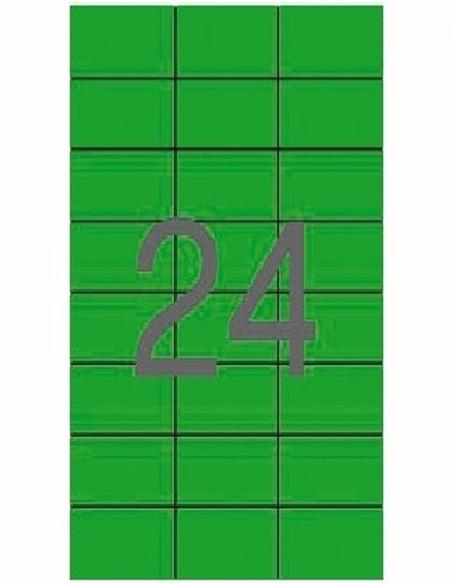 ETIQUETA ADHESIVA APLI LASER/COPY/INKJET 70X37 MM. VERDE 20 HOJAS DIN A4 480 ETIQUETAS (01594) - ETIQ.LASER 70*37 VE CJ480 20H