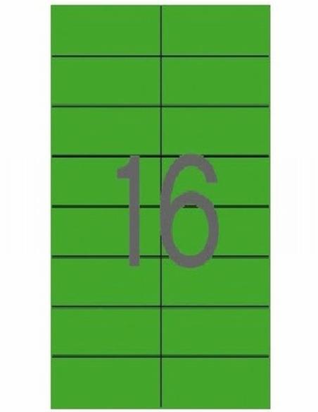 ETIQUETA ADHESIVA APLI LASER/COPY/INKJET 105X37 MM. VERDE 20 HOJAS DIN A4 320 ETIQUETAS (01598) - ETIQ.LASER 105*37 VE CJ320 20H