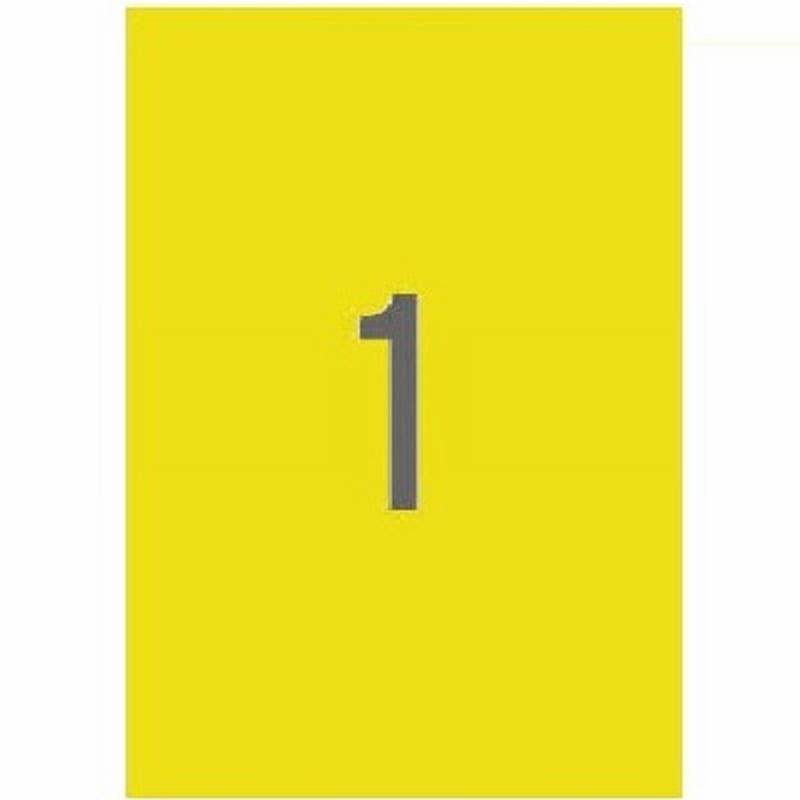 ETIQUETA ADHESIVA APLI LASER/COPY/INKJET 210X297 MM. AMARILLA 20 HOJAS DIN A4 20 ETIQUETAS (01599) - ETIQ.LASER 210*297 AM CJ20