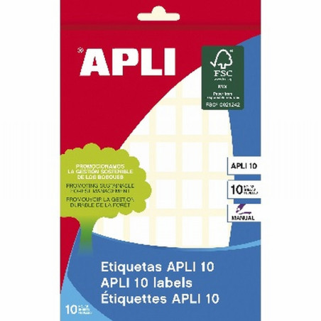 ETIQUETAS APLI BLANCAS 12X18 MM. ESCRITURA MANUAL 10 HOJAS (1635) DE APLI - ETIQ.ADH.BL 12*18 560U