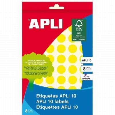 ETIQUETAS APLI -GOMET- REDONDAS Ø 13 MM AMARILLAS...