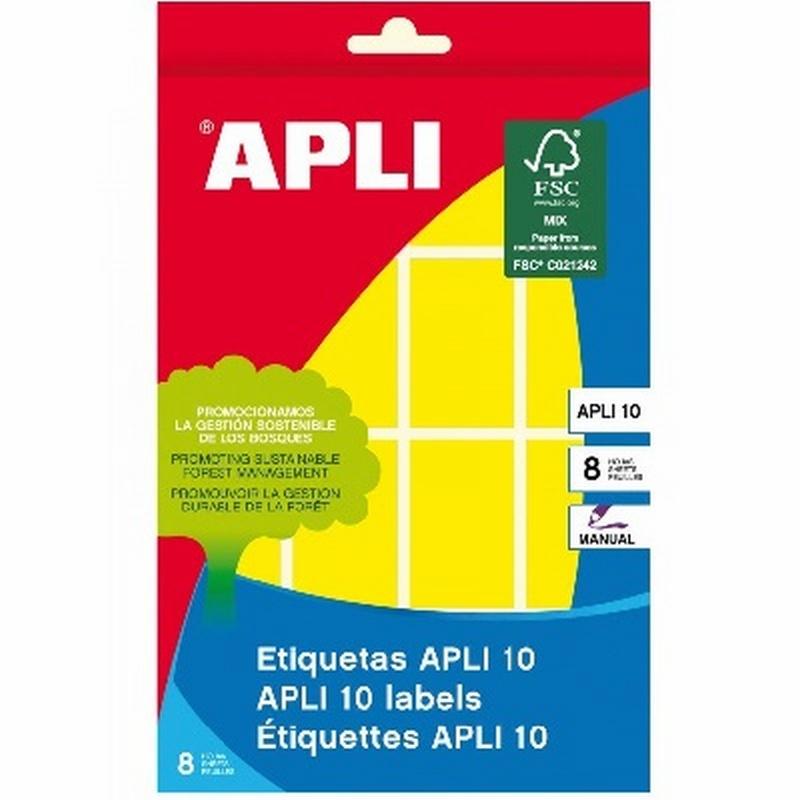 ETIQUETAS APLI -GOMET- RECTANGULARES 25X40 MM. AMARILLAS ESCRITURA MANUAL 8 HOJAS (2754) - ETIQ.AMARILLA 25*40 128U.