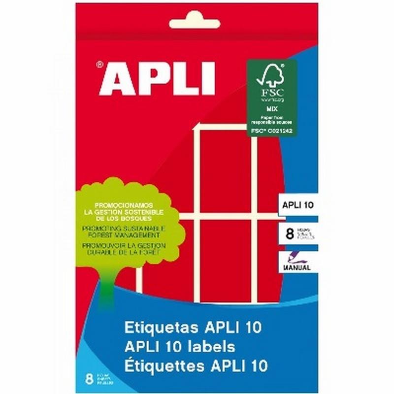 ETIQUETAS APLI -GOMET- RECTANGULARES 25X40 MM. ROJAS ESCRITURA MANUAL 8 HOJAS (02756) - ETIQ.ROJA.25*40 128UI